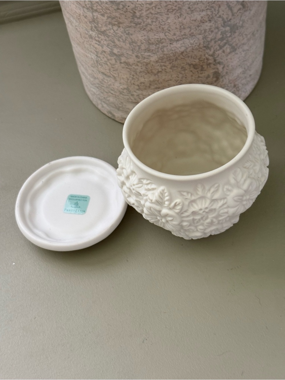 PartyLite Bisque Porcelain "Garden Flowers" Votive Candle